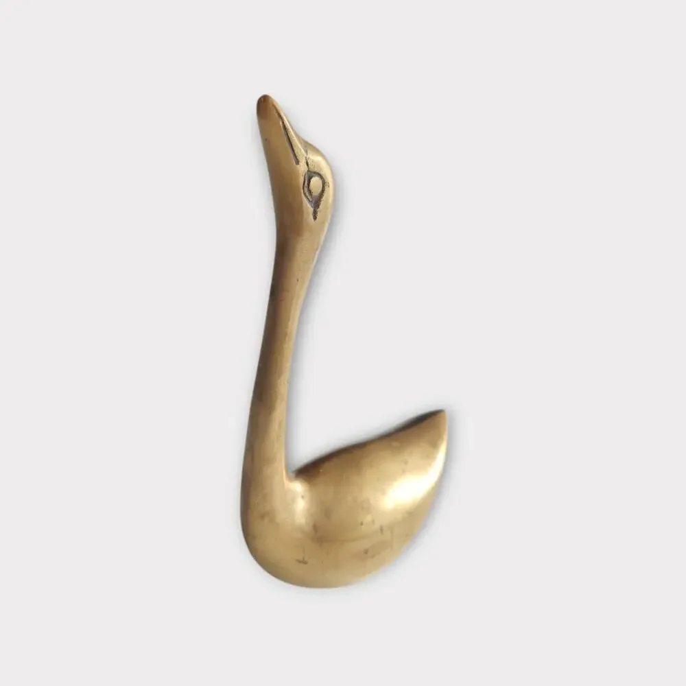 Vintage Brass Bird Figurine MCM Minimalist Duck Goose Shelf Decor